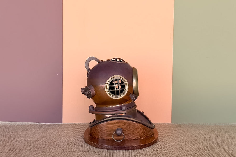 Bronze Dive Helmet Desk Clock