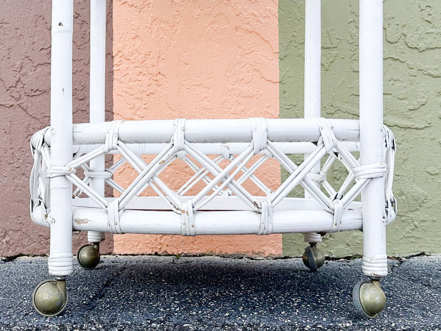 Ficks Reed Round Rattan Bar Cart