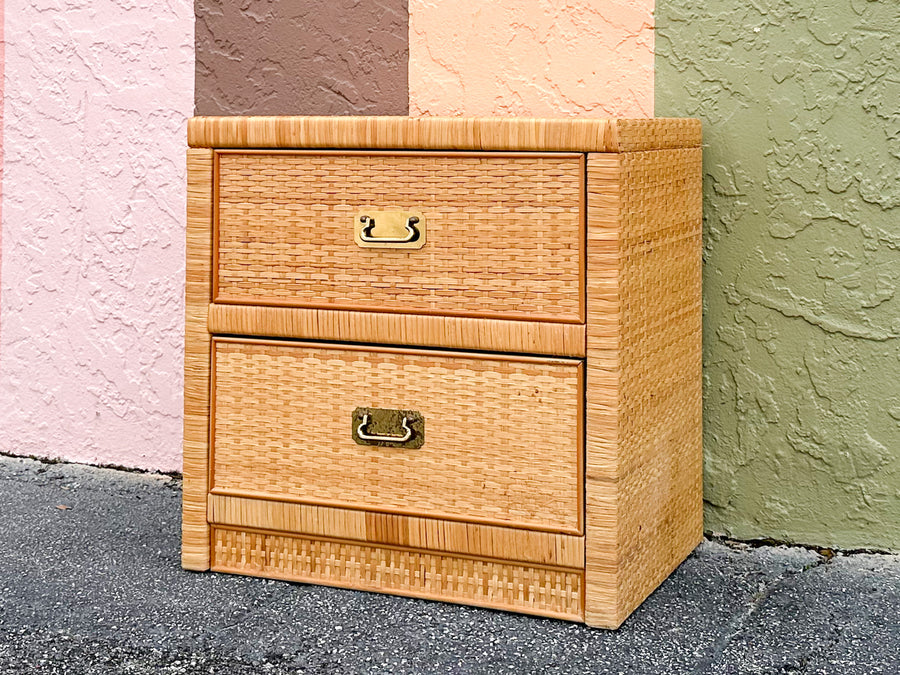 Coastal Rattan Wrapped Nightstand