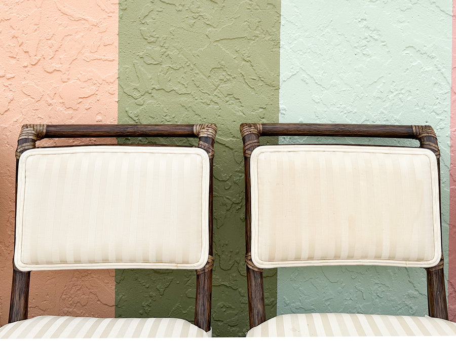 Set of Eight McGuire Rattan Dining Chairs