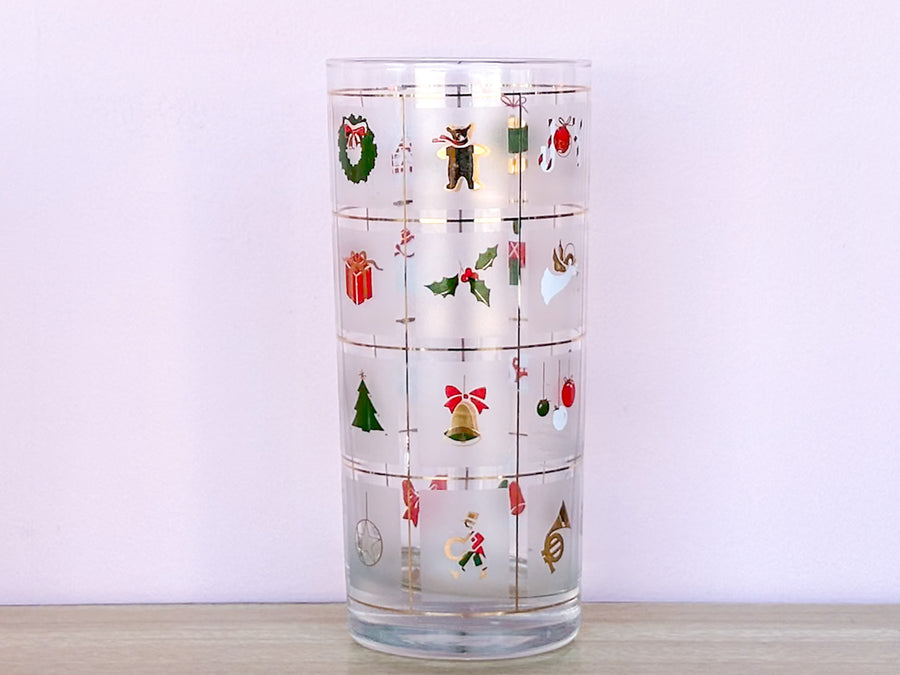Set of Eight Culver Christmas Confetti Glassware