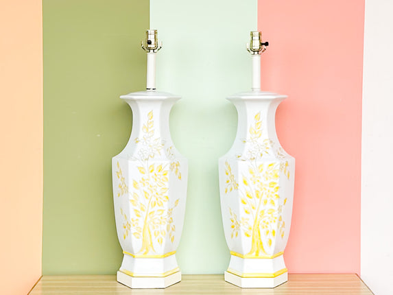 Pair of Floral Yellow Icing Lamps