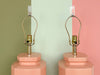 Pair of Coral and Lucite Bauer Lamps
