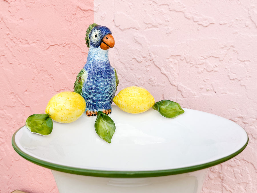 Italian Parrot and Lemon Pedestal Bowl
