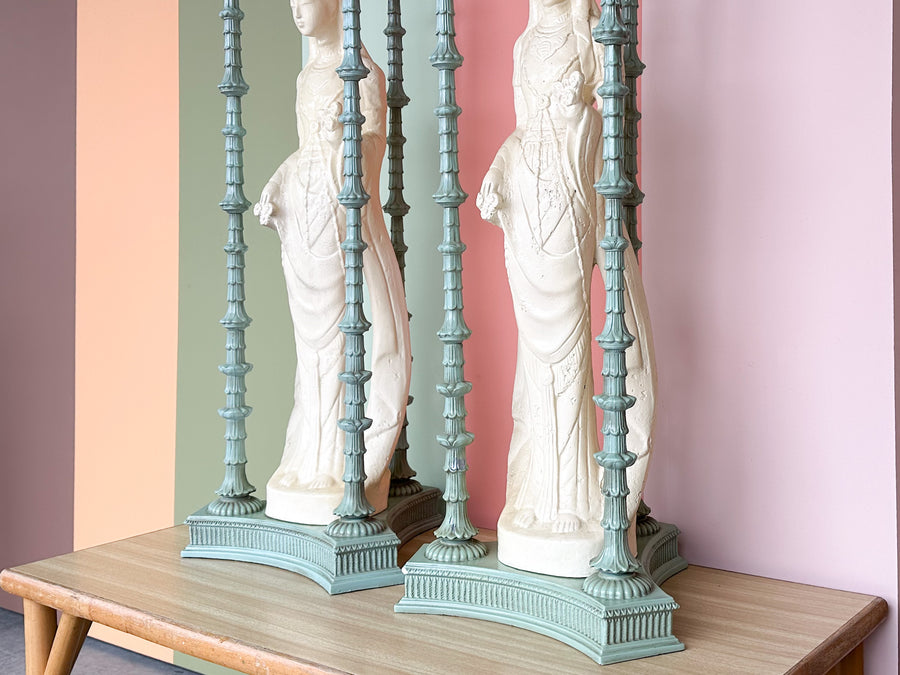 Pair of Huge Quin Yin Chinoiserie Lamps