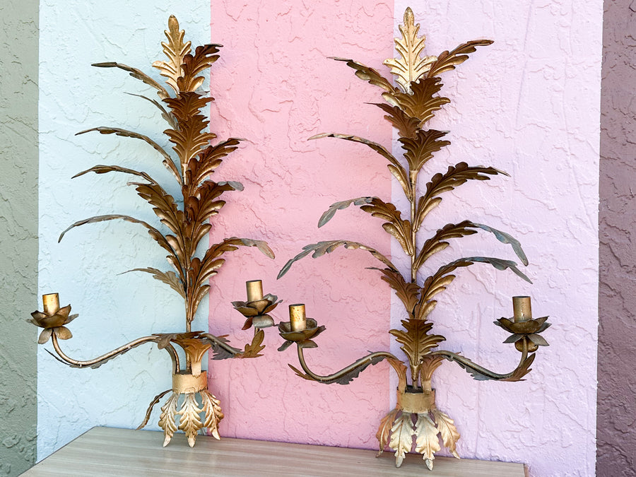 Pair of Hollywood Regency Style Wall Sconces