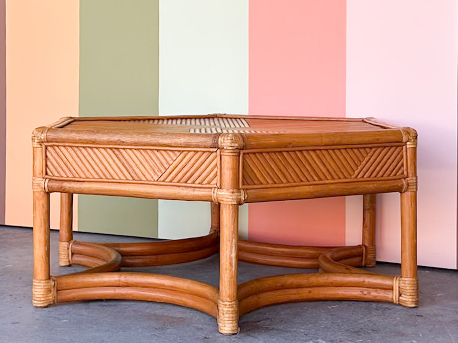 Brown Jordan Pencil Reed Rattan Coffee Table