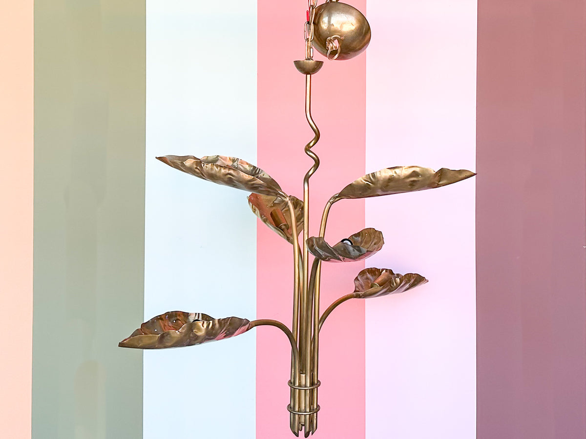 Brass Palm Leaf Chandelier