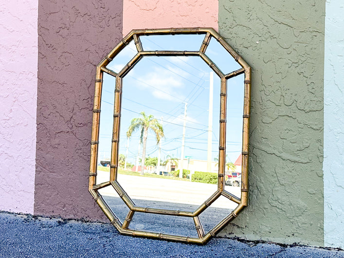 Faux Bamboo Octagon Mirror