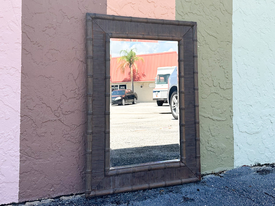 West Indies Style Faux Bamboo and Rattan Mirror
