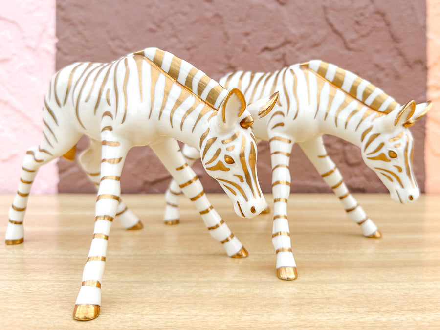 Pair of Gold Lenox Zebras