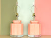 Pair of Coral and Lucite Bauer Lamps
