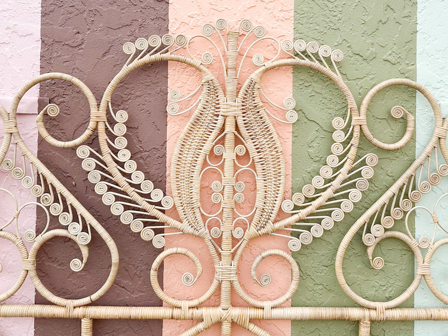 Rattan Peacock Queen Headboard