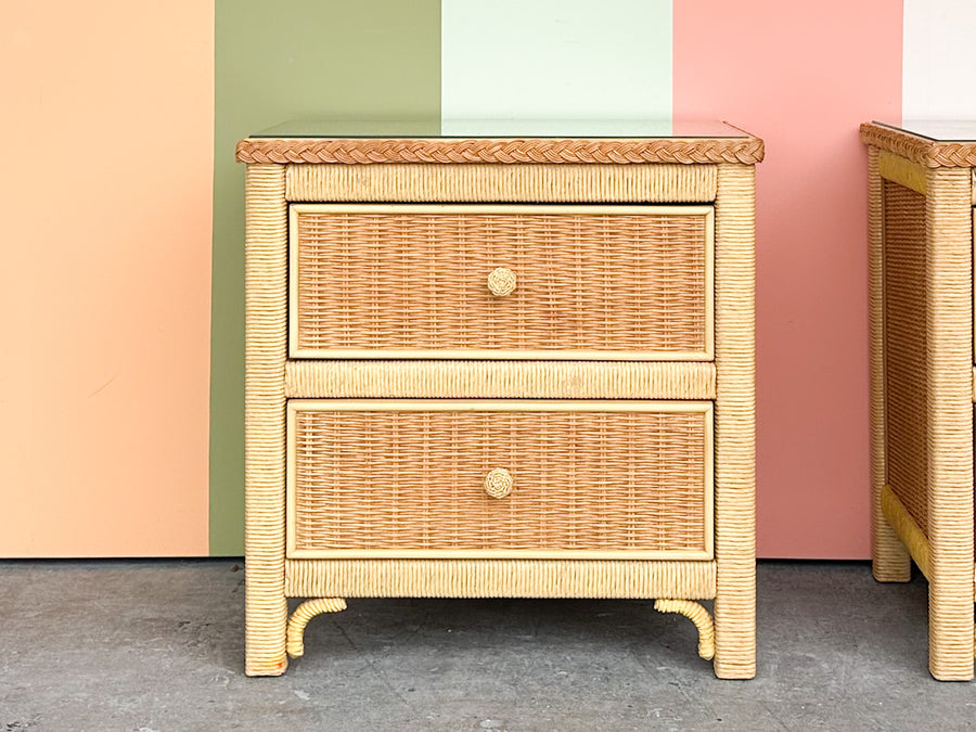 Pair of Henry Link Wicker Nightstands