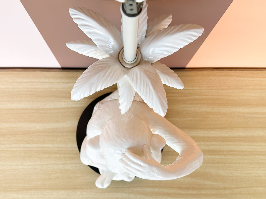 Whimsical Ceramic Monkey and Palm Tree Lamp