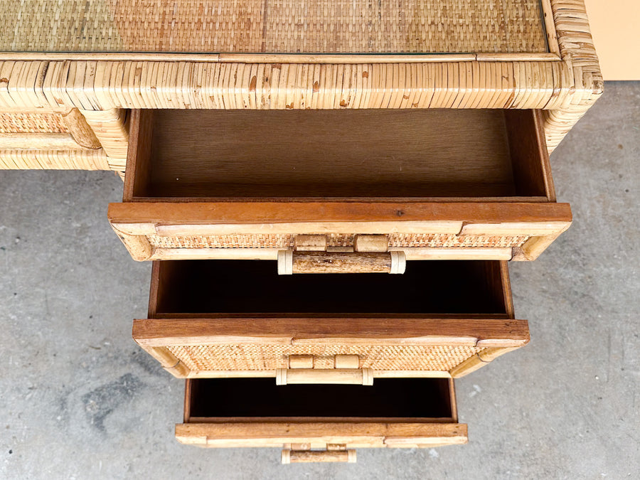 Coastal Rattan Wrapped Desk