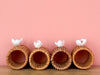 Set of Four Shell Flower and Rattan Napkin Rings