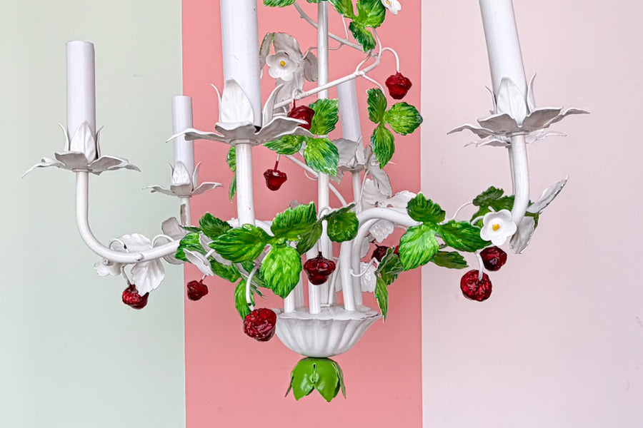 Sweet Strawberry Tole Chandelier