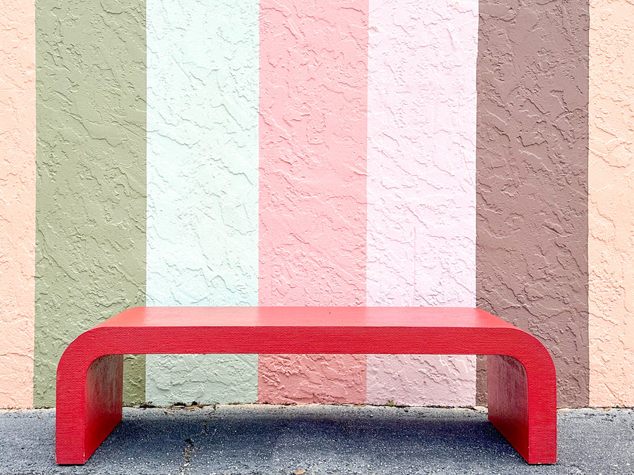 Red Hot Grasscloth Waterfall Coffee Table