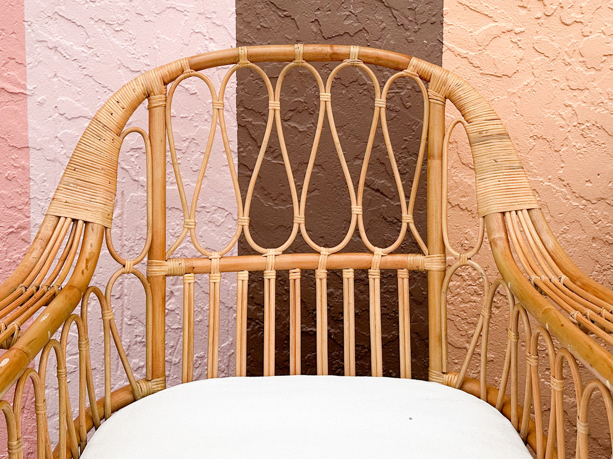 Pair of Kips Bay Show House Rattan Lounge Chairs