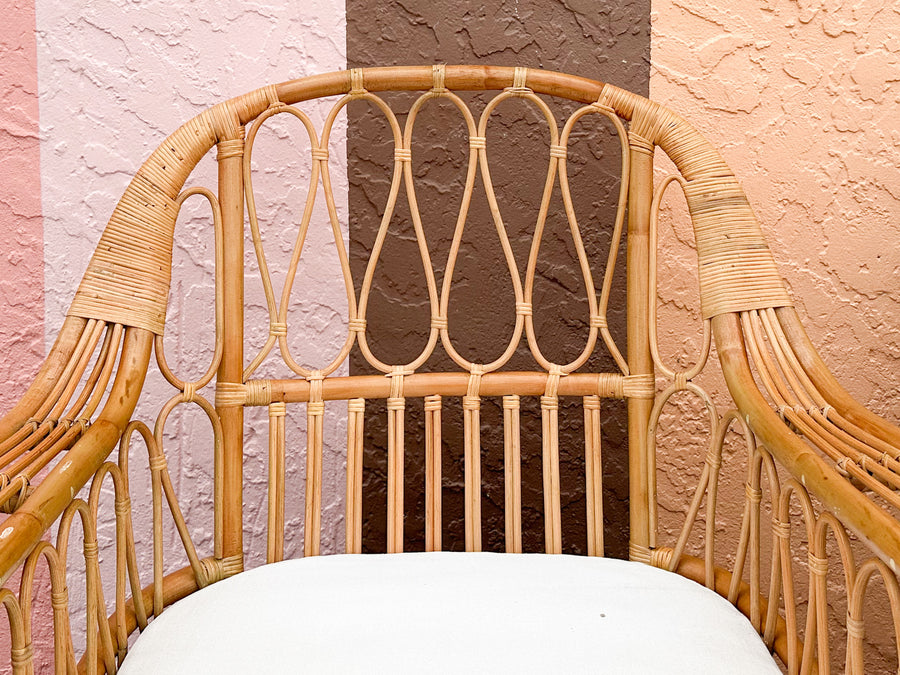 Pair of Kips Bay Show House Rattan Lounge Chairs