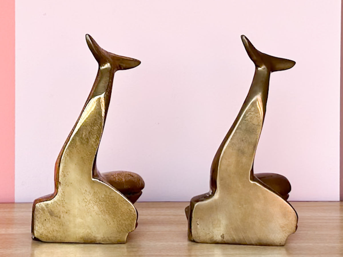 Brass Whale Bookends