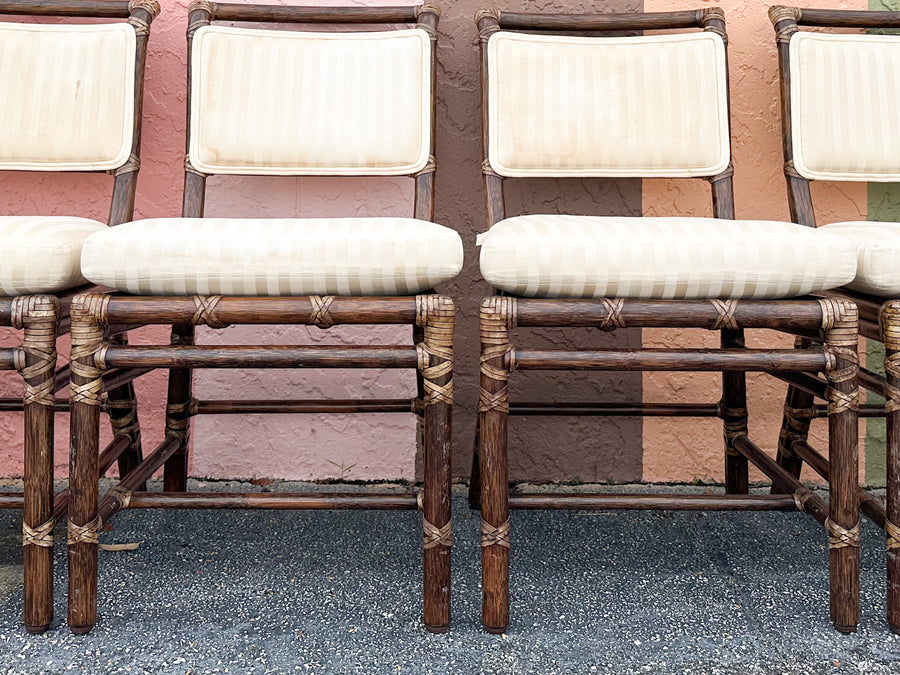 Set of Eight McGuire Rattan Dining Chairs