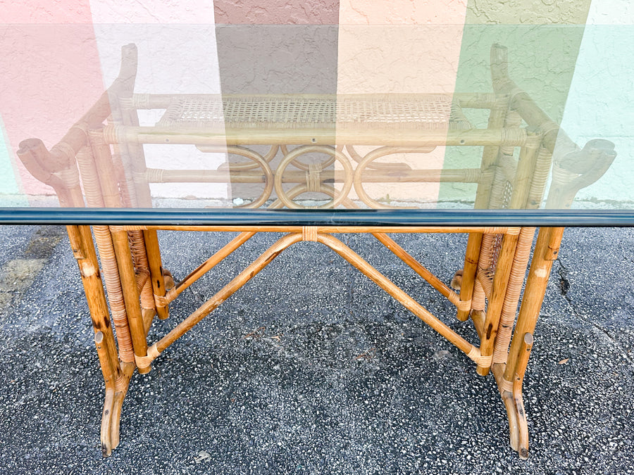 Old Florida Style Rattan Dining Table