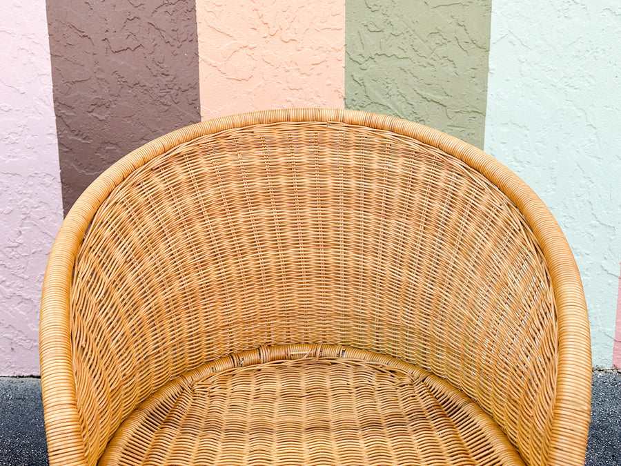 Pair of Cute Wicker Barrel Chairs