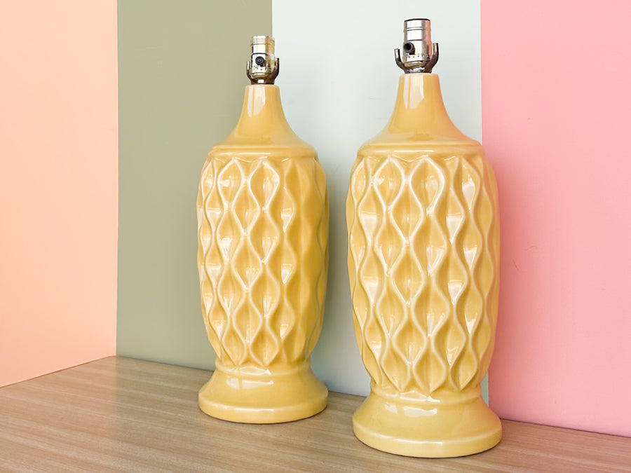Pair of Happy Yellow MCM Lamps