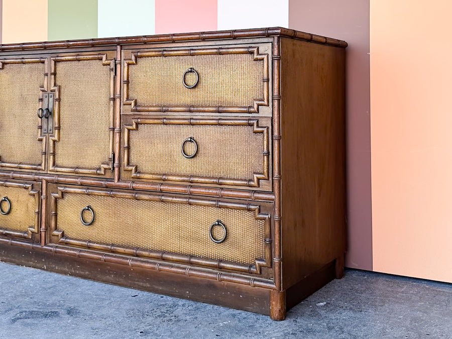 Handsome Drexel Faux Bamboo Credenza