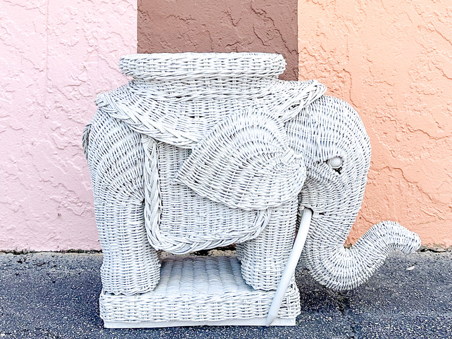 Wicker Elephant Garden Seat