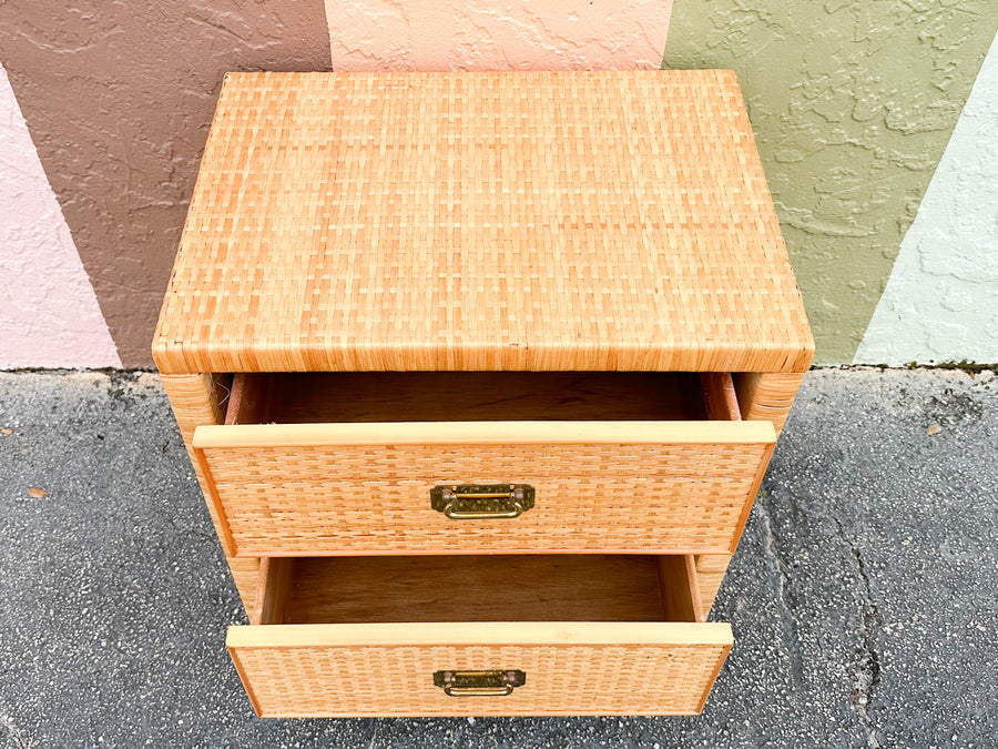 Coastal Rattan Wrapped Nightstand