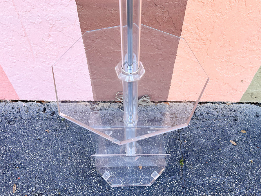 Fab Lucite Floor Lamp and Magazine Rack