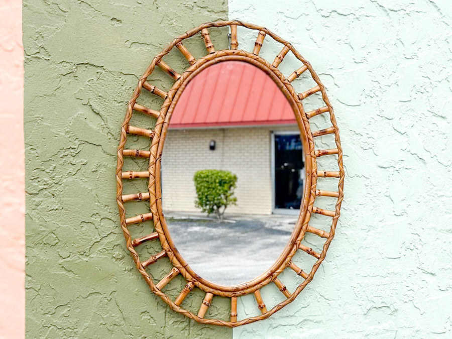 Petite Oval Rattan Mirror