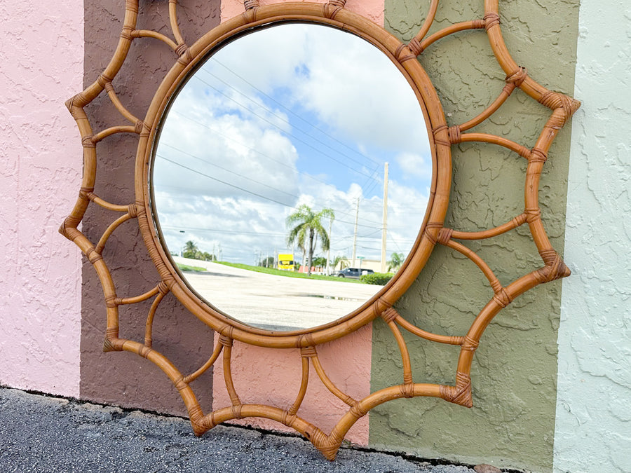 Rattan Flower Mirror