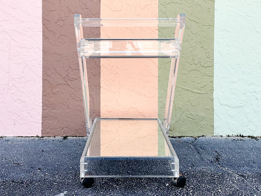 Fab MCM Mirrored Lucite Bar Cart