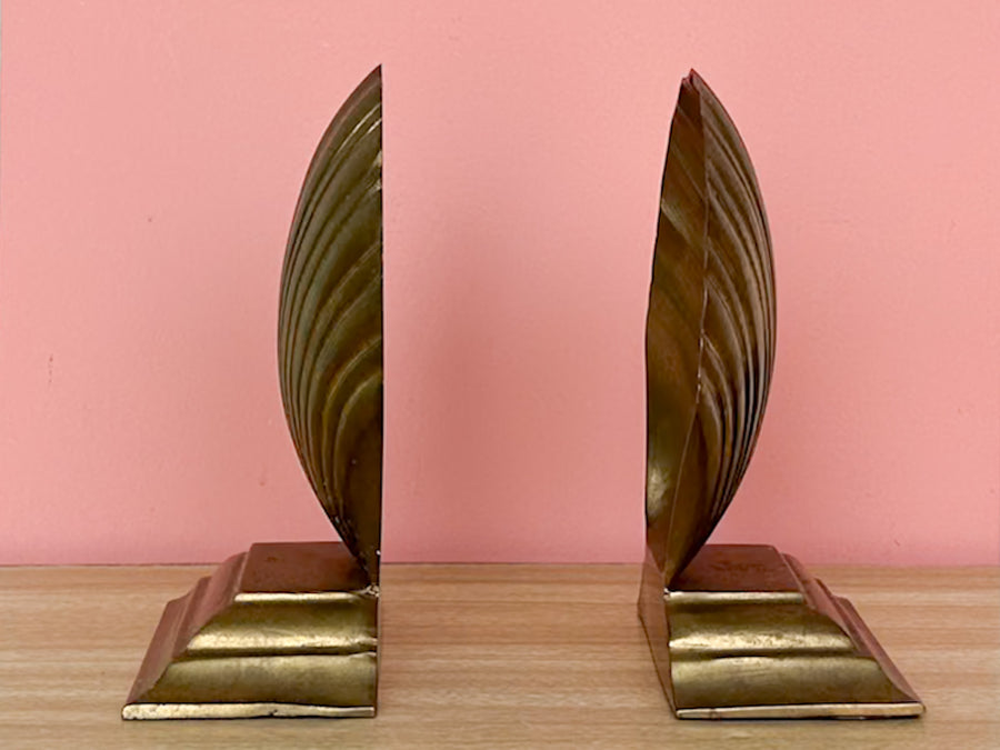 Large Brass Shell Bookends