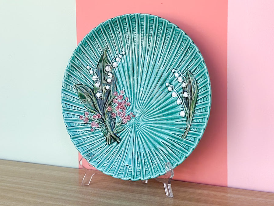 Large Majolica Lily of the Valley Plate