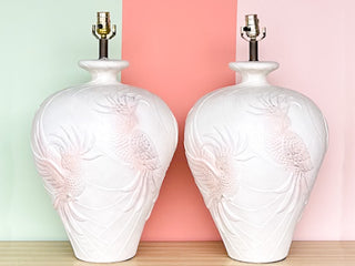 Pair of Large Plaster Cockatoo Lamps