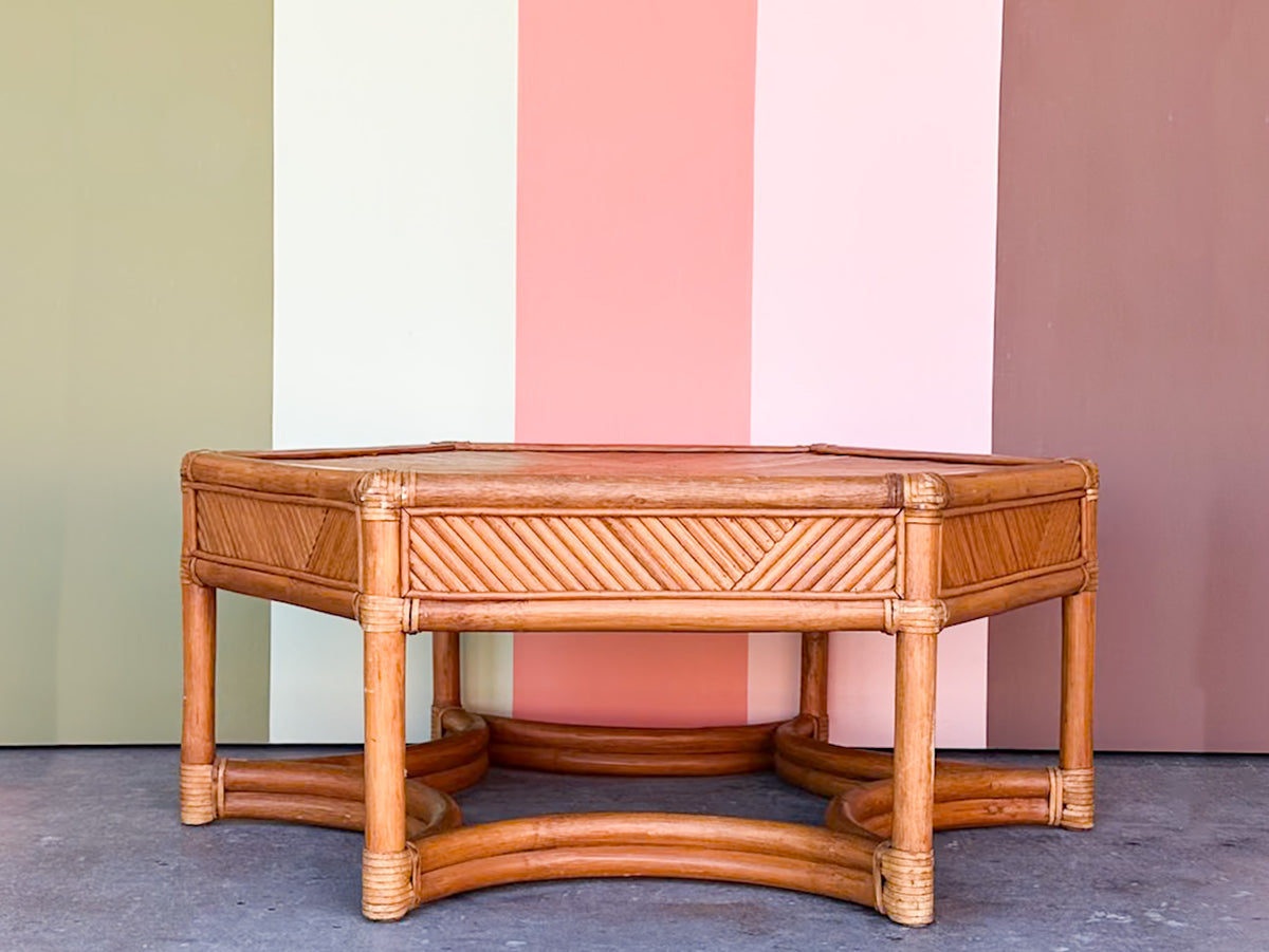 Brown Jordan Pencil Reed Rattan Coffee Table