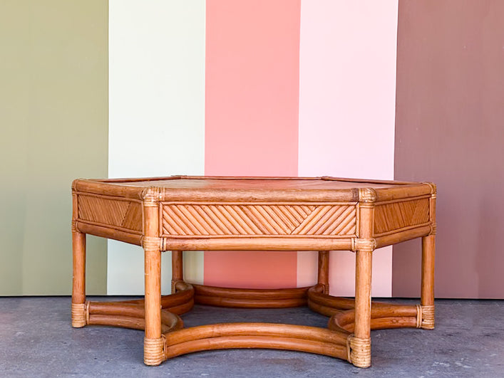 Brown Jordan Pencil Reed Rattan Coffee Table