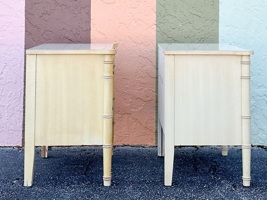 Pair of Henry Link Faux Bamboo Nightstands