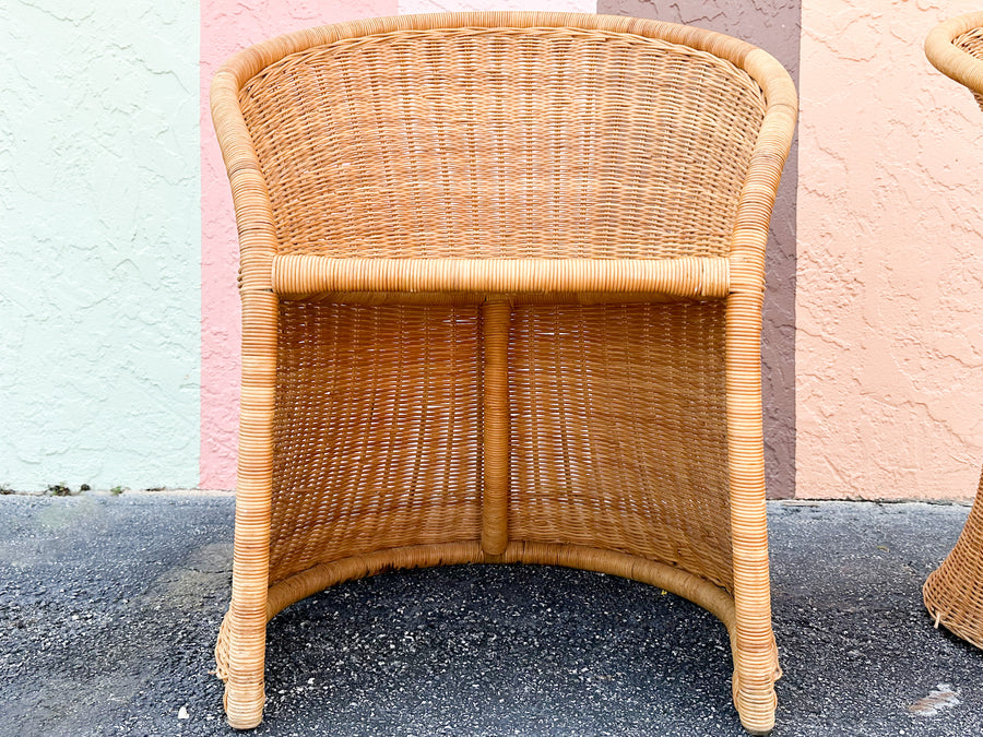 Pair of Cute Wicker Barrel Chairs