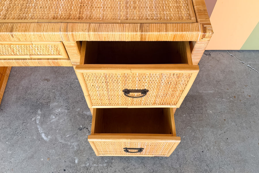 Island Style Rattan Wrapped Desk
