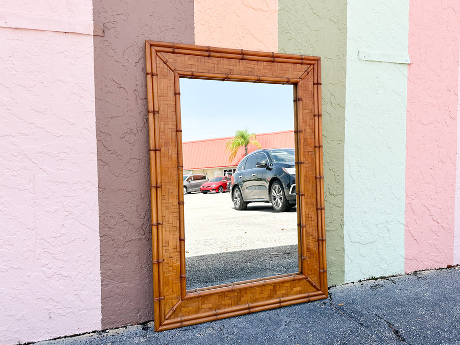 Large Faux Bamboo and Rattan Mirror