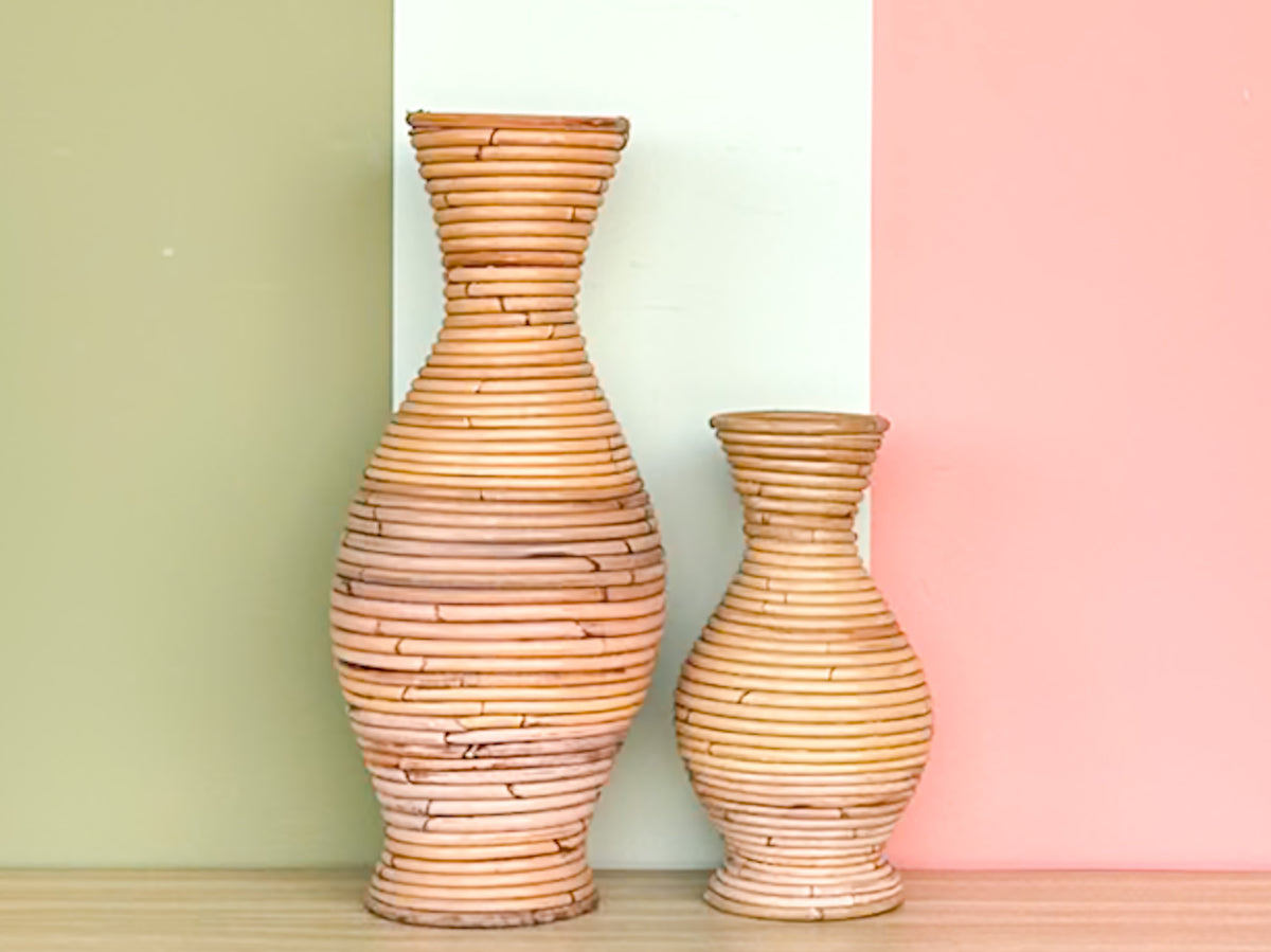 Pair of Natural Pencil Reed Vases