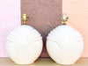 Pair of Cream Ceramic Sphere Lamps