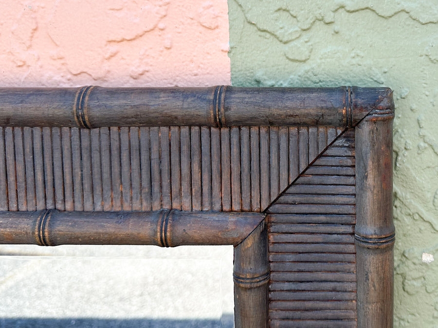 West Indies Style Faux Bamboo and Rattan Mirror