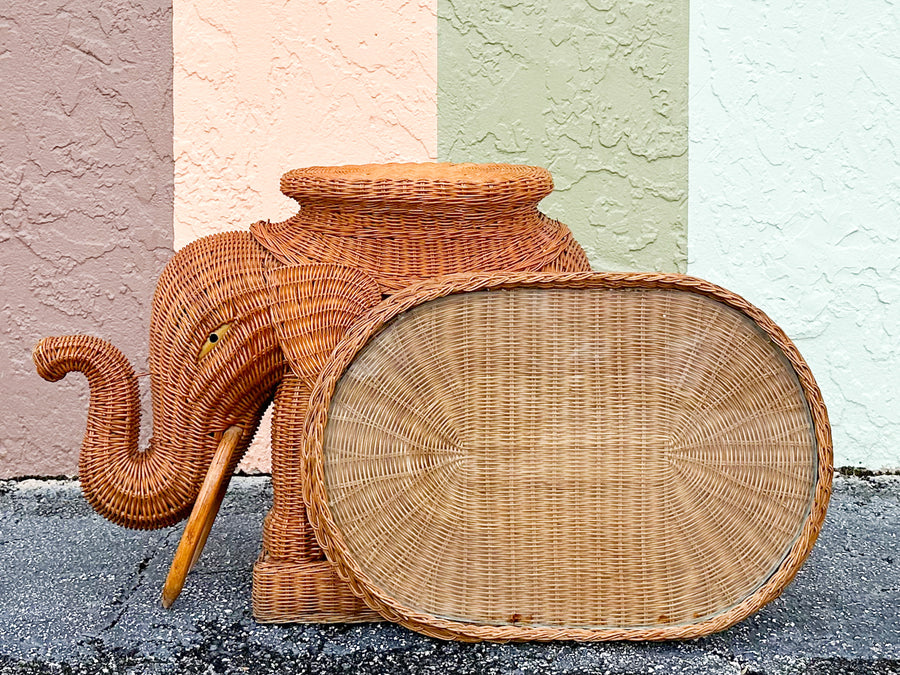 Natural Wicker Elephant Garden Seat